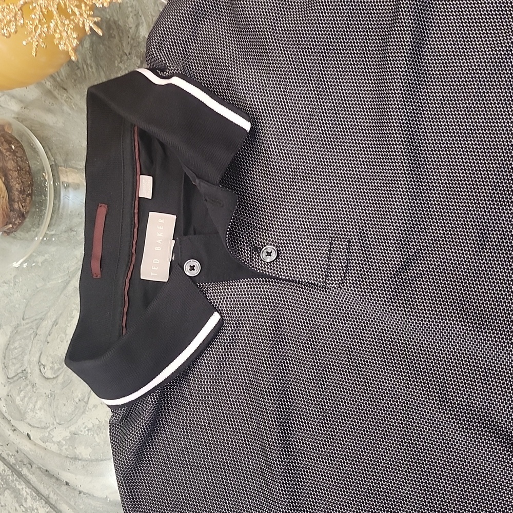 Ted Baker Black Polo Golf Shirt Classic Knit XL